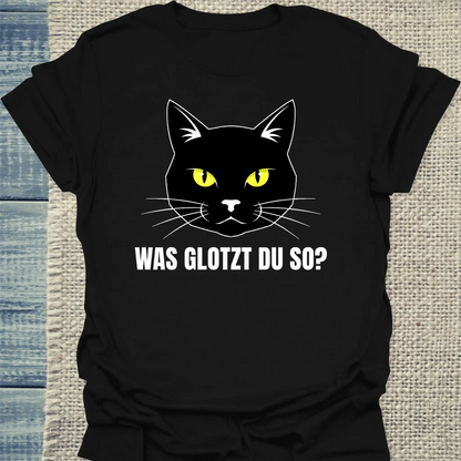 T-Shirt - Was glotzt du so? - Unisex - Katze Schwarz