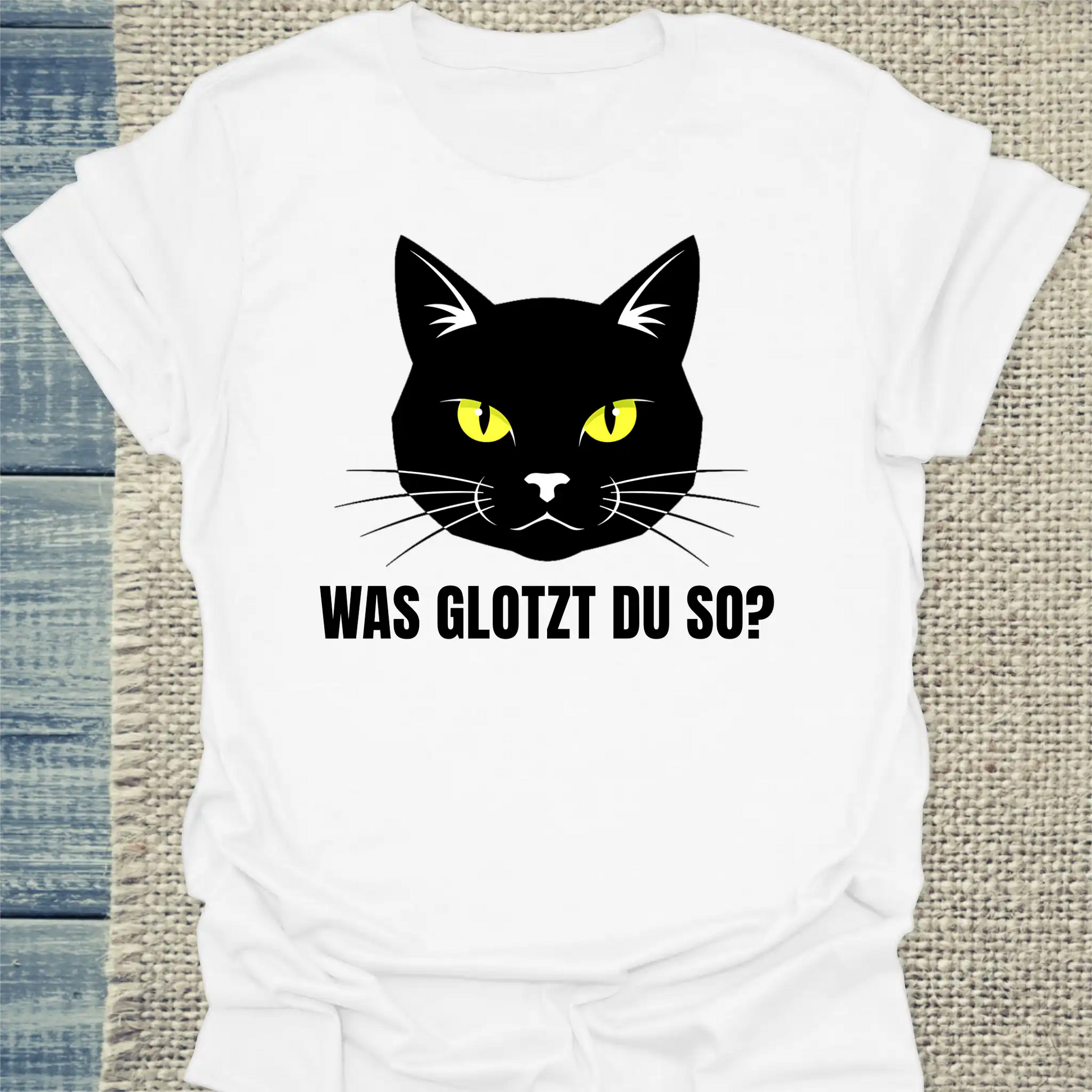 T-Shirt - Was glotzt du so? - Unisex - Katze Weiß