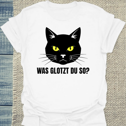 T-Shirt - Was glotzt du so? - Unisex - Katze Weiß