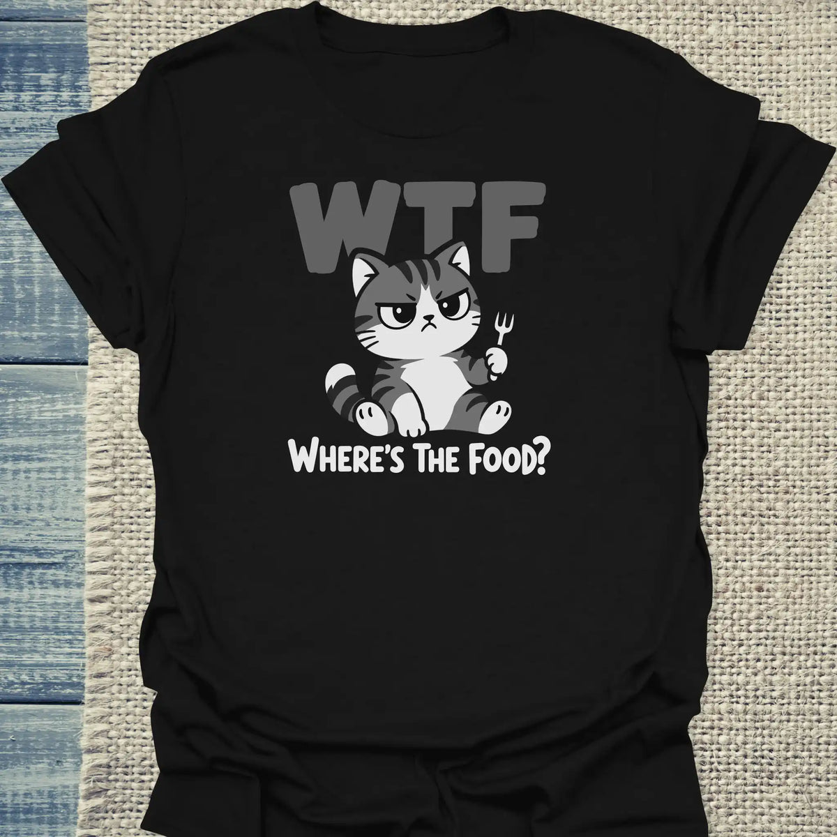 T-Shirt - Where is the Food - Unisex - Katze Schwarz