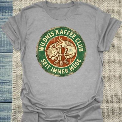 T-Shirt - Wildnis Kaffee Club - Unisex - Katze & Kaffee Grau