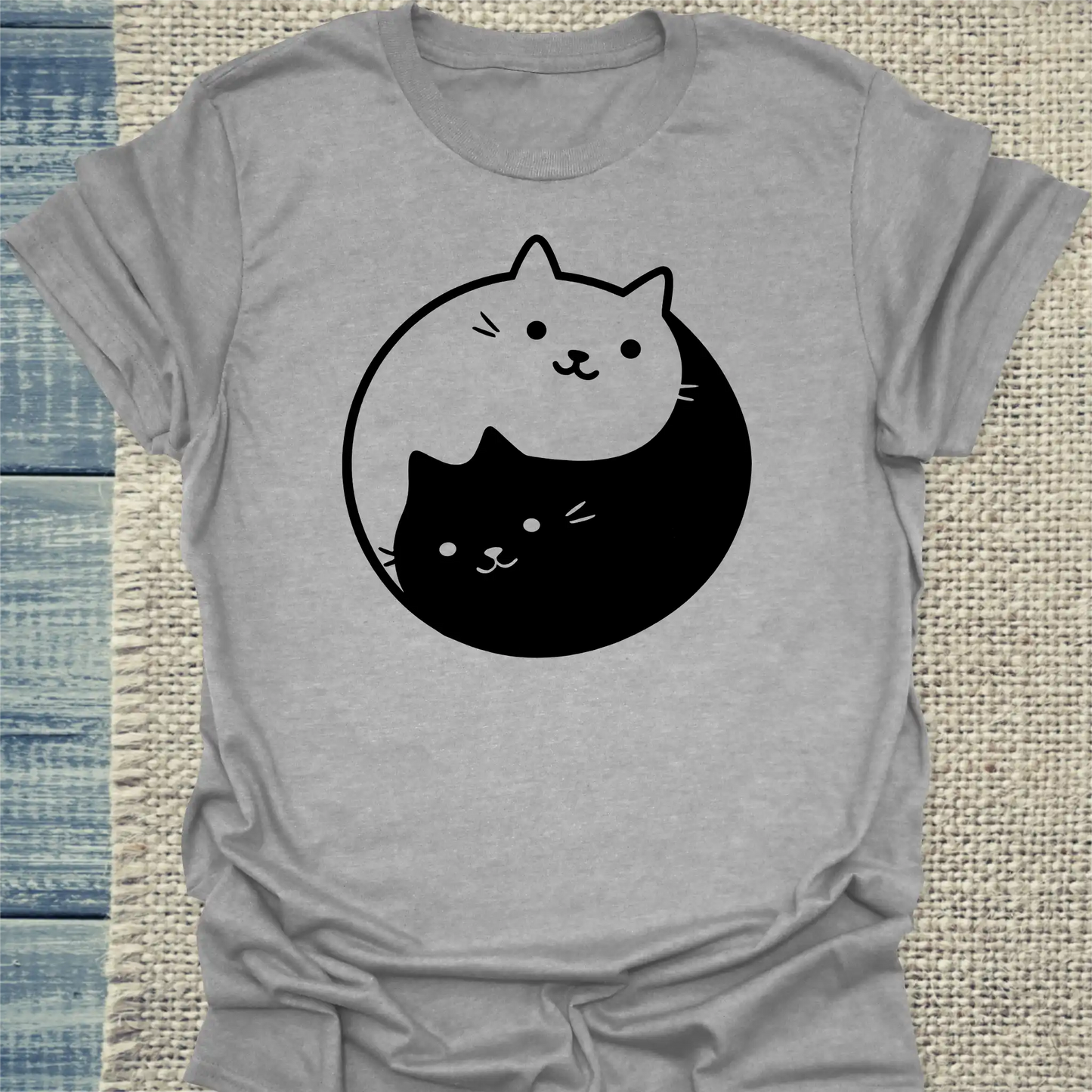 T-Shirt - yin yang - Unisex - Katze Grau