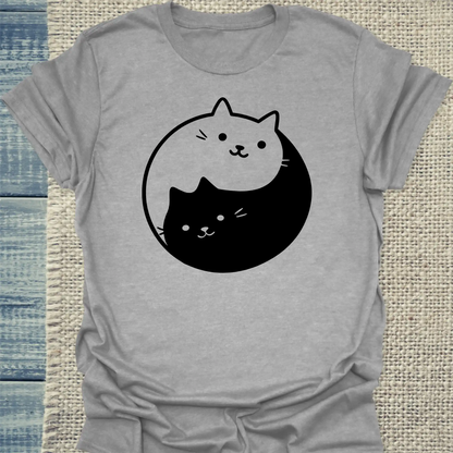 T-Shirt - yin yang - Unisex - Katze Grau