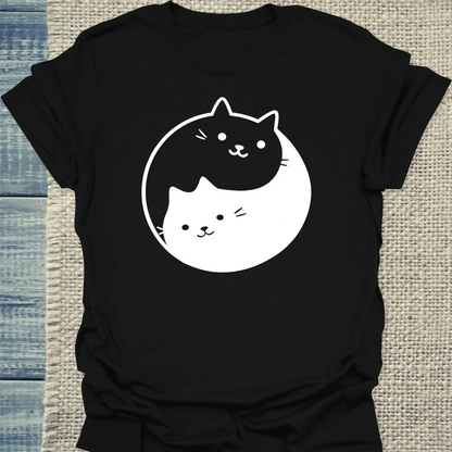 T-Shirt - yin yang - Unisex - Katze Schwarz