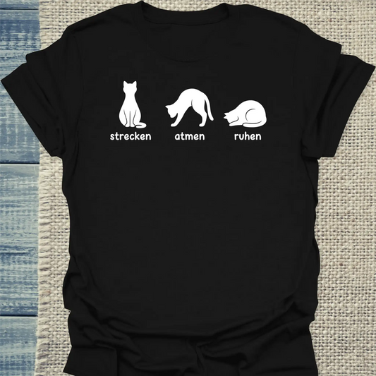 T-Shirt - Yoga - Unisex - Katze Schwarz