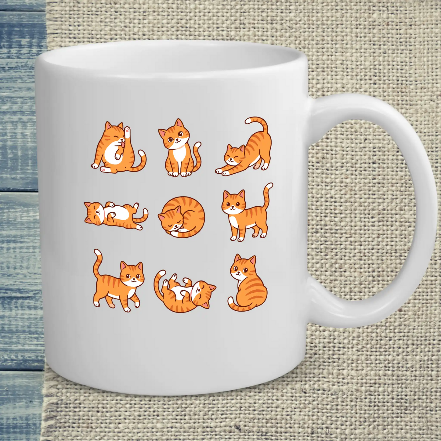 Tasse 325ml - 9 orange Katzen - Katze, Orange