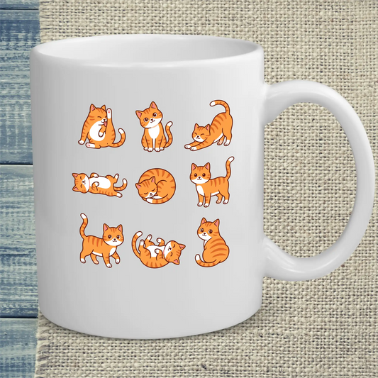 Tasse 325ml - 9 orange Katzen - Katze, Orange