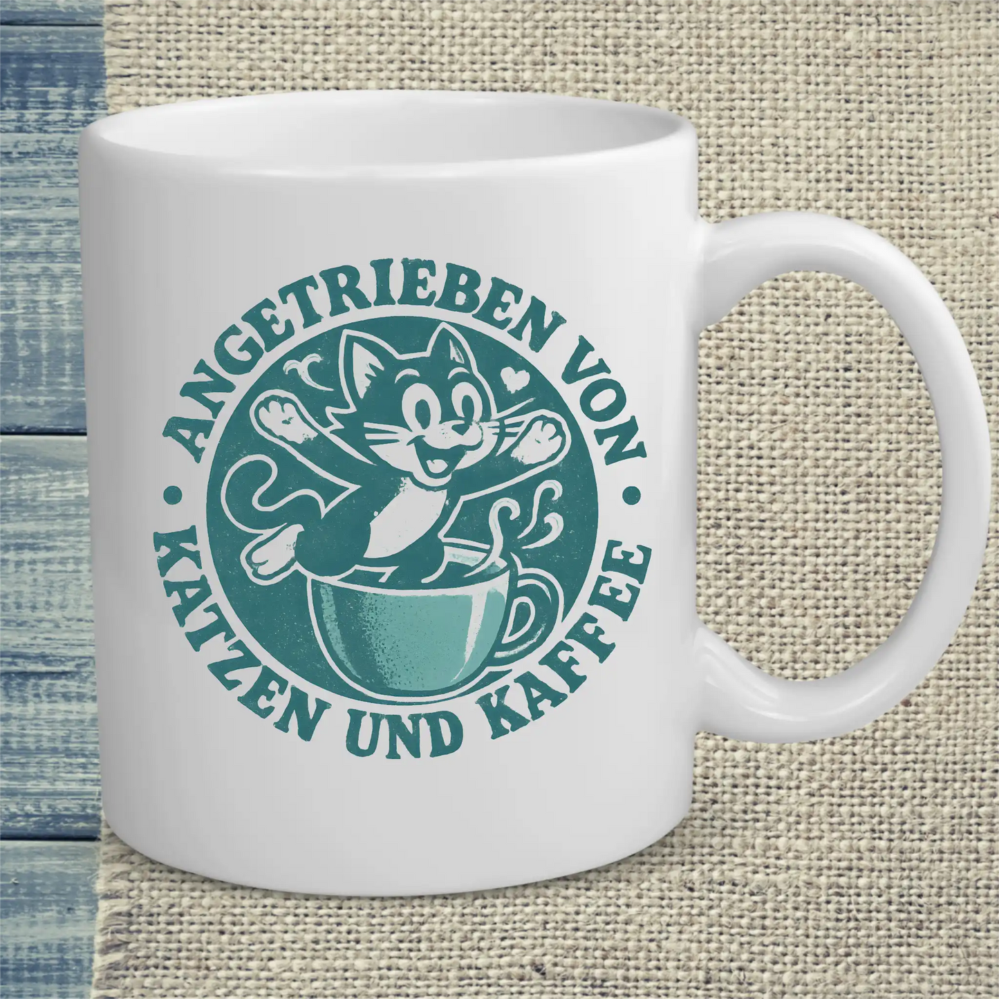 Tasse 325ml - Angetrieben von Katzen und Kaffee - Katze & Kaffee