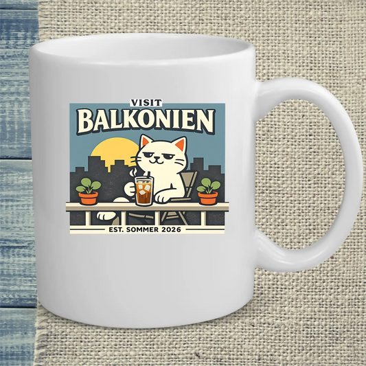Tasse 325ml - Balkonien - Katze & Kaffee, Sommer