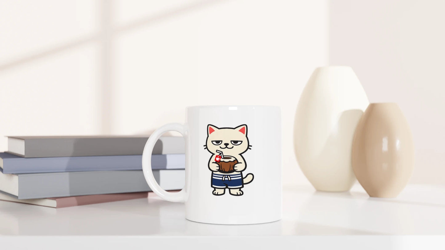 Tasse 325ml - Beach Cat - Katze, Sommer