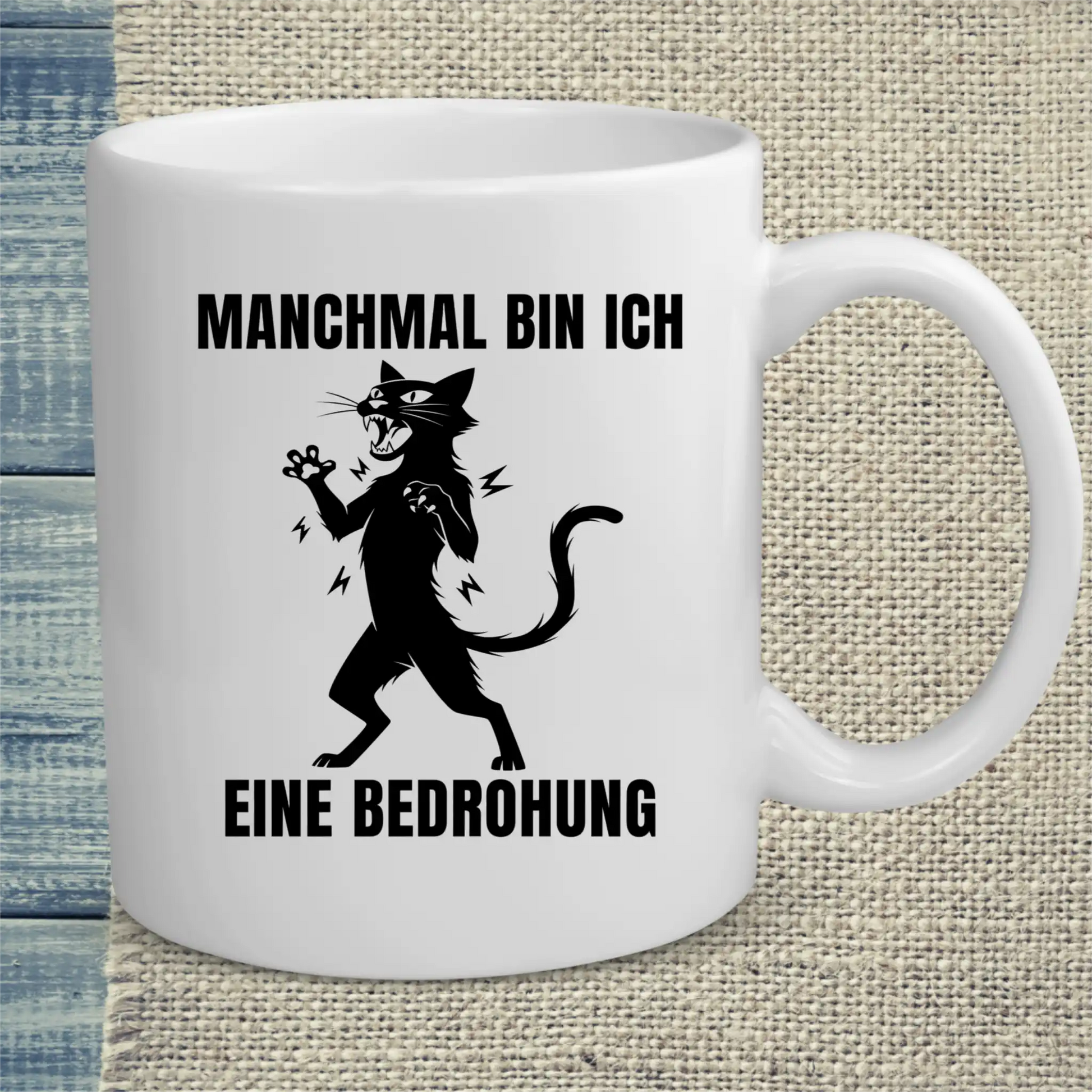 Tasse 325ml - Bin eine Bedrohung - Katze