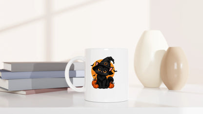 Tasse 325ml - Black Cat And Pumpkins - Katze, Halloween