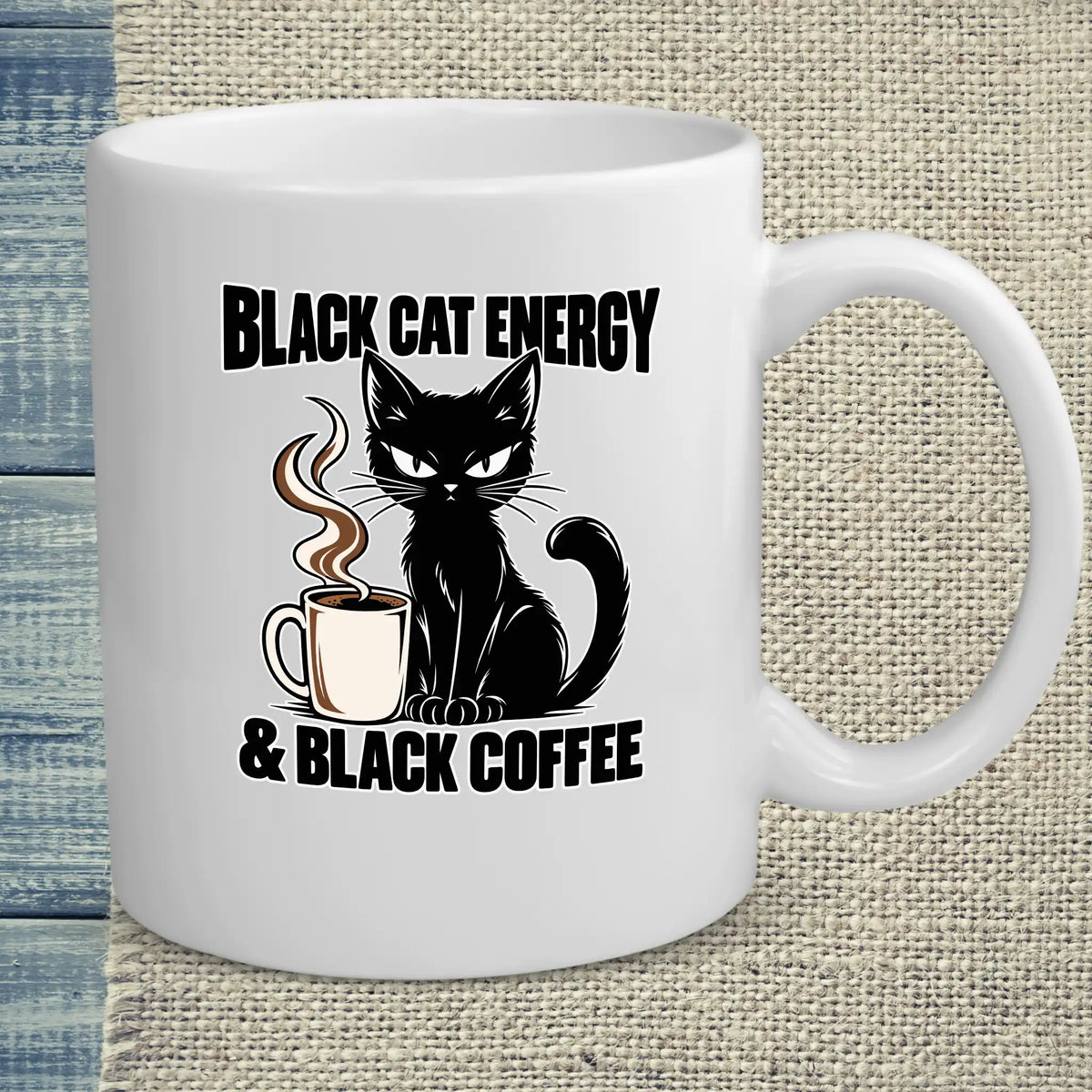 Tasse 325ml - Black Cat Energy - Katze & Kaffee