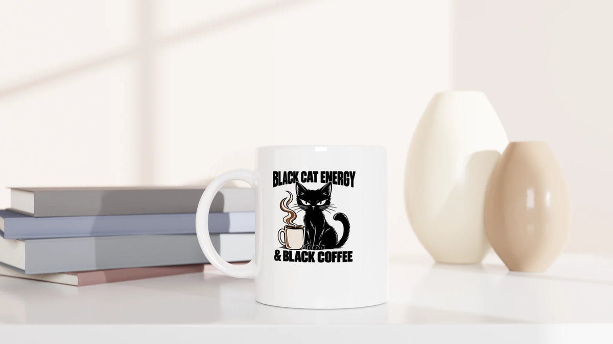 Tasse 325ml - Black Cat Energy - Katze & Kaffee