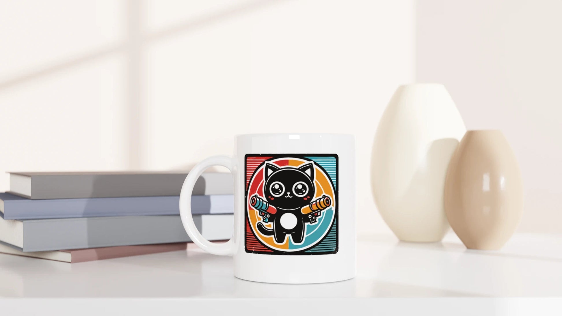 Tasse: Böse Katze Retro Mockup