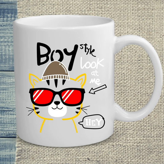 Tasse 325ml - Boy Style - Look at me - Katze, Cat Guy
