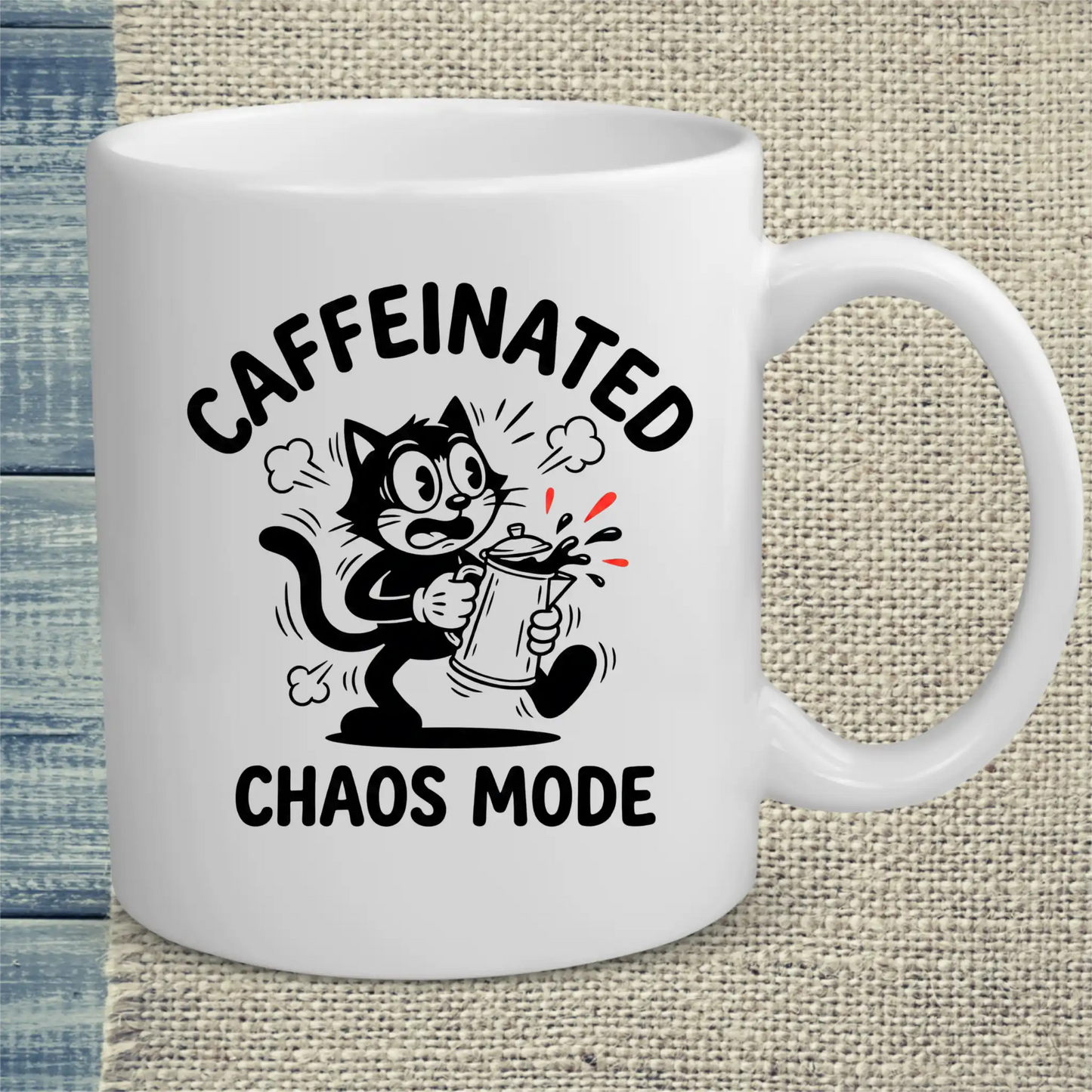 Tasse 325ml - CAFFEINATED CHAOS - Katze & Kaffee