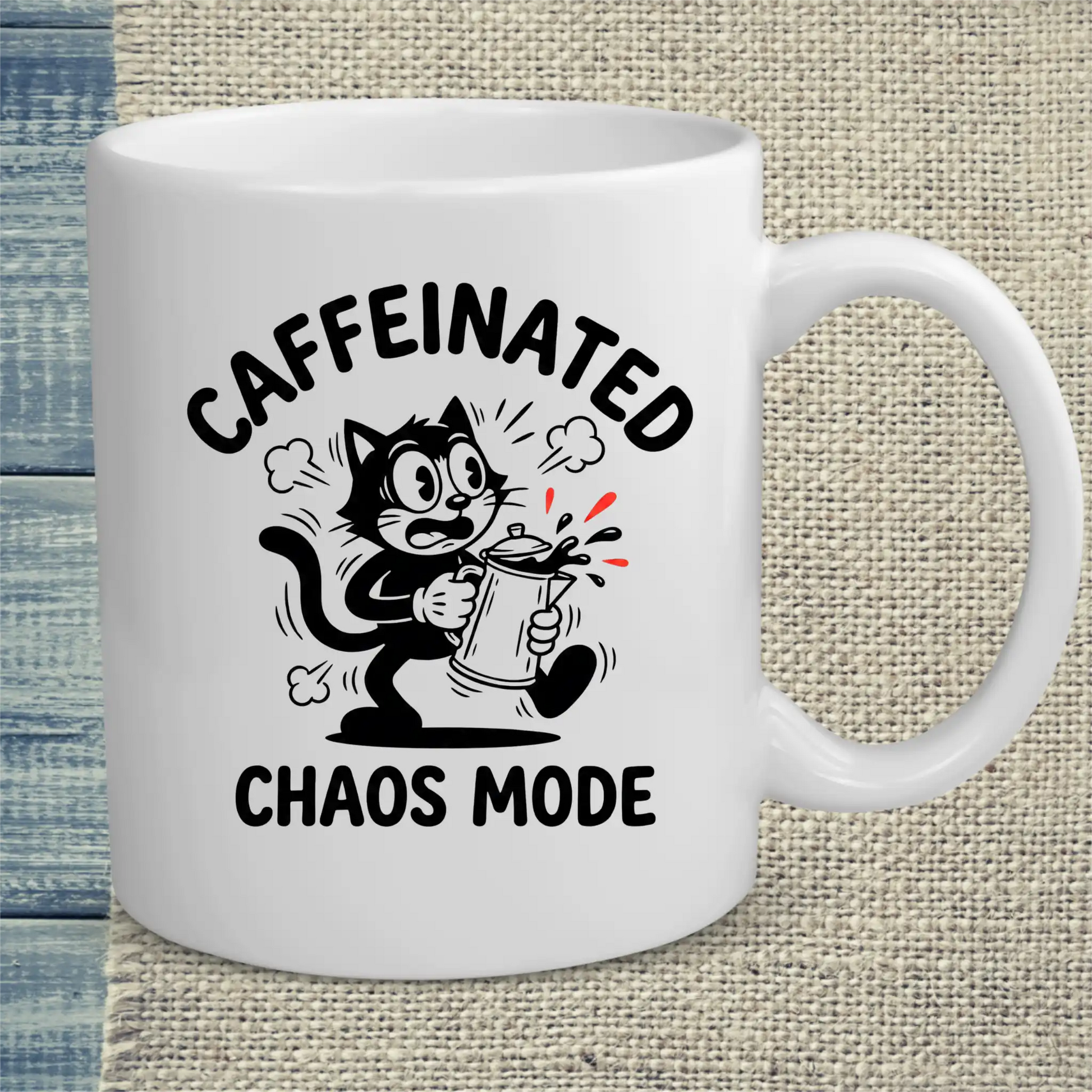 Tasse 325ml - CAFFEINATED CHAOS - Katze & Kaffee