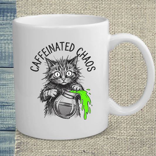 Tasse 325ml - CAFFEINATED CHAOS - Katze & Kaffee