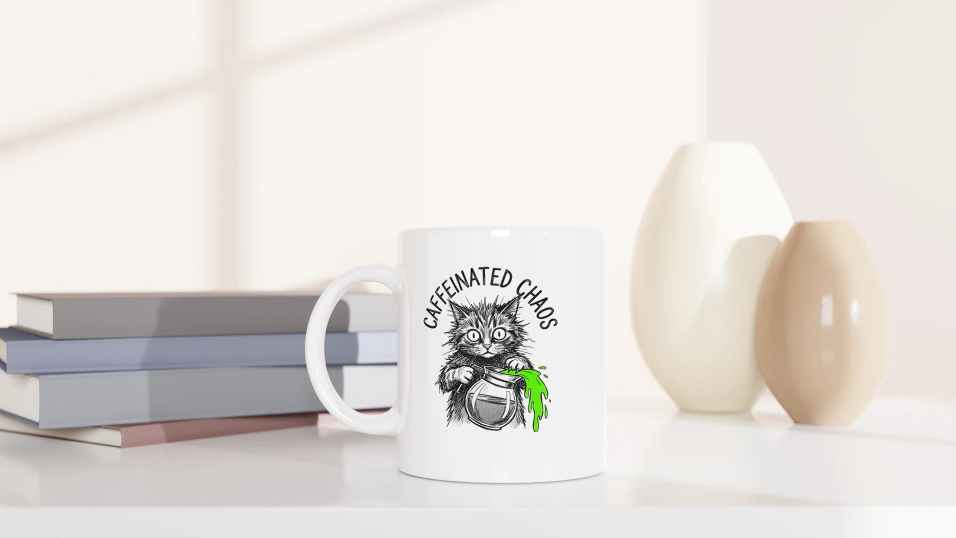 Tasse 325ml - CAFFEINATED CHAOS - Katze & Kaffee