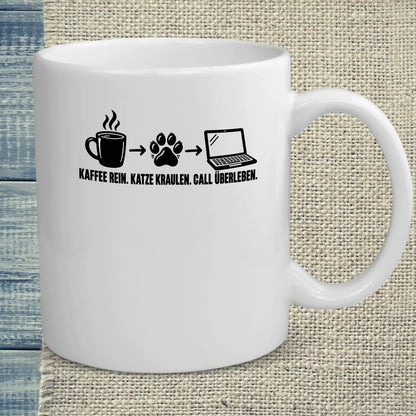 Tasse 325ml - Call überleben - Katze & Kaffee