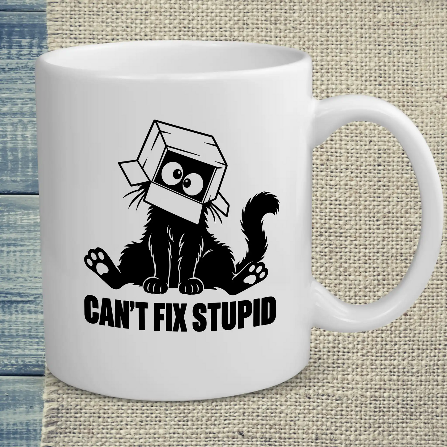 Tasse 325ml - Can't Fix Stupid - Katze