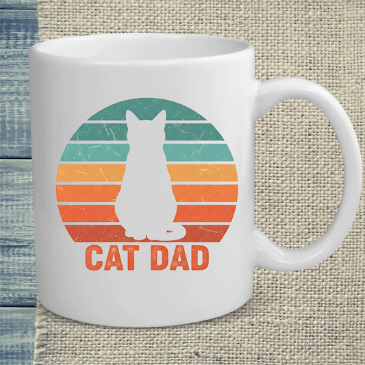 Tasse 325ml - Cat Dad Retro - Katze, Cat Guy