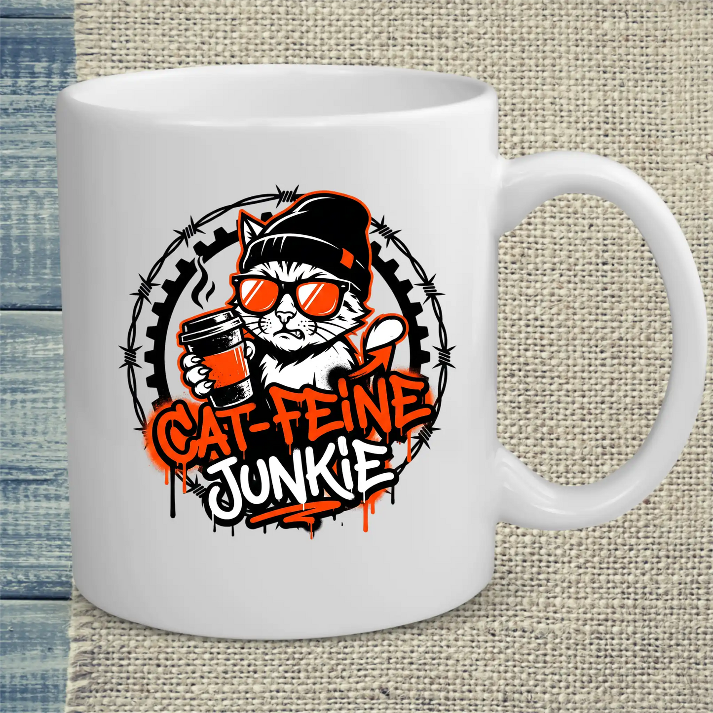 Tasse 325ml - Cat-feine Junkie - Katze & Kaffee