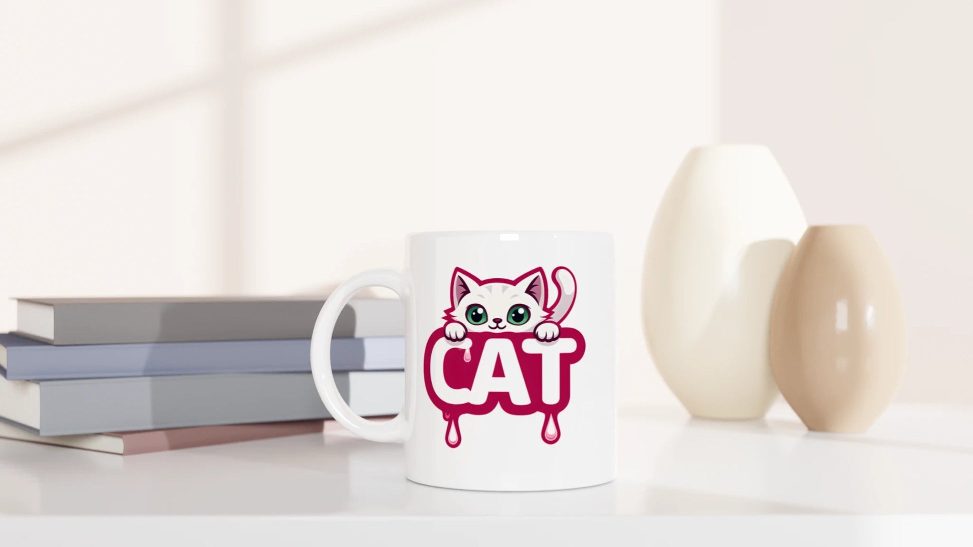 Tasse 325ml - CAT - Katze in rosa - Katze