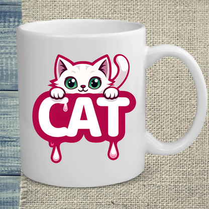 Tasse 325ml - CAT - Katze in rosa - Katze