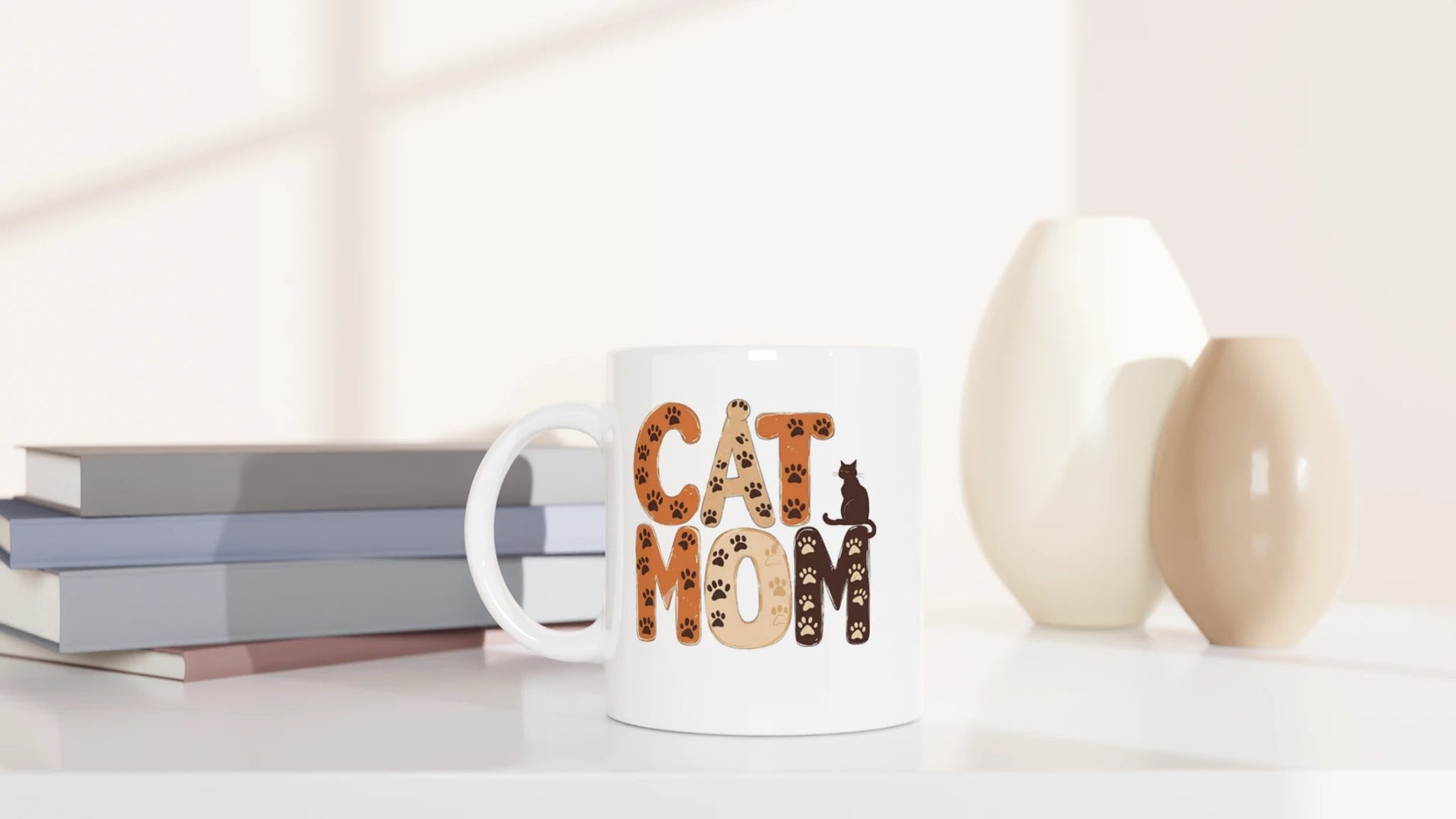 Tasse 325ml - Cat Mom - Pfoten - Katze, Cat Lady