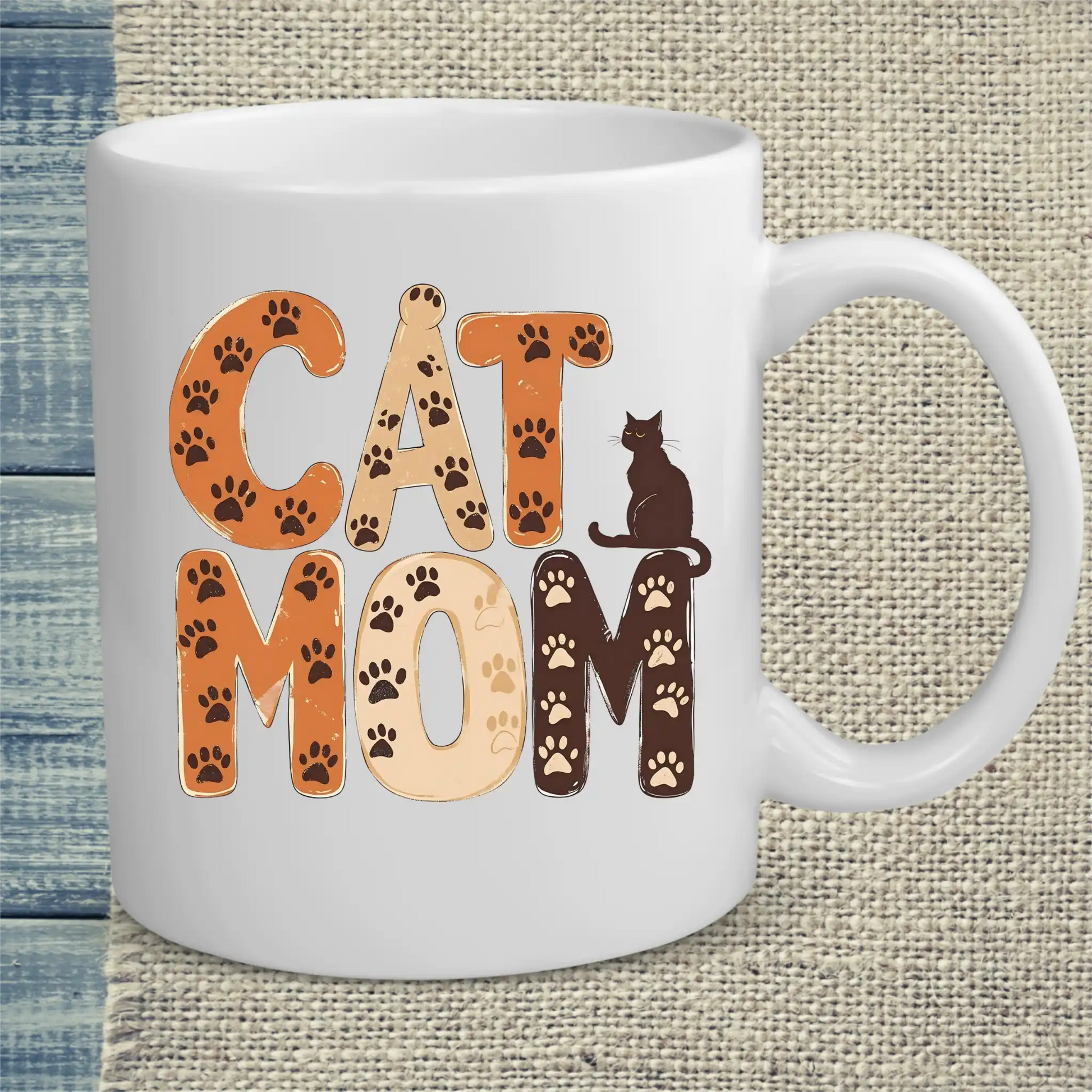 Tasse 325ml - Cat Mom - Pfoten - Katze, Cat Lady