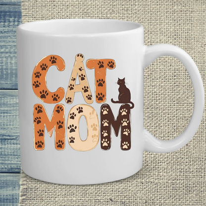 Tasse 325ml - Cat Mom - Pfoten - Katze, Cat Lady
