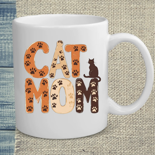 Tasse 325ml - Cat Mom - Pfoten - Katze, Cat Lady