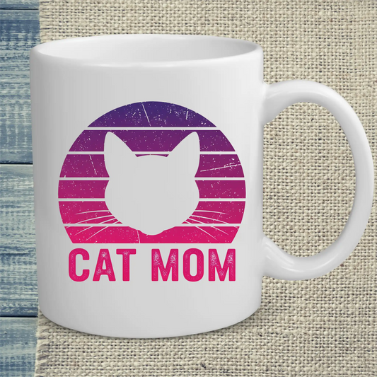 Tasse 325ml - Cat Mom Retro - Katze, Cat Lady