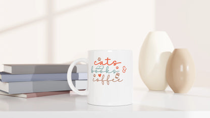 Tasse 325ml - cats, books & coffee - Katze, Kaffee