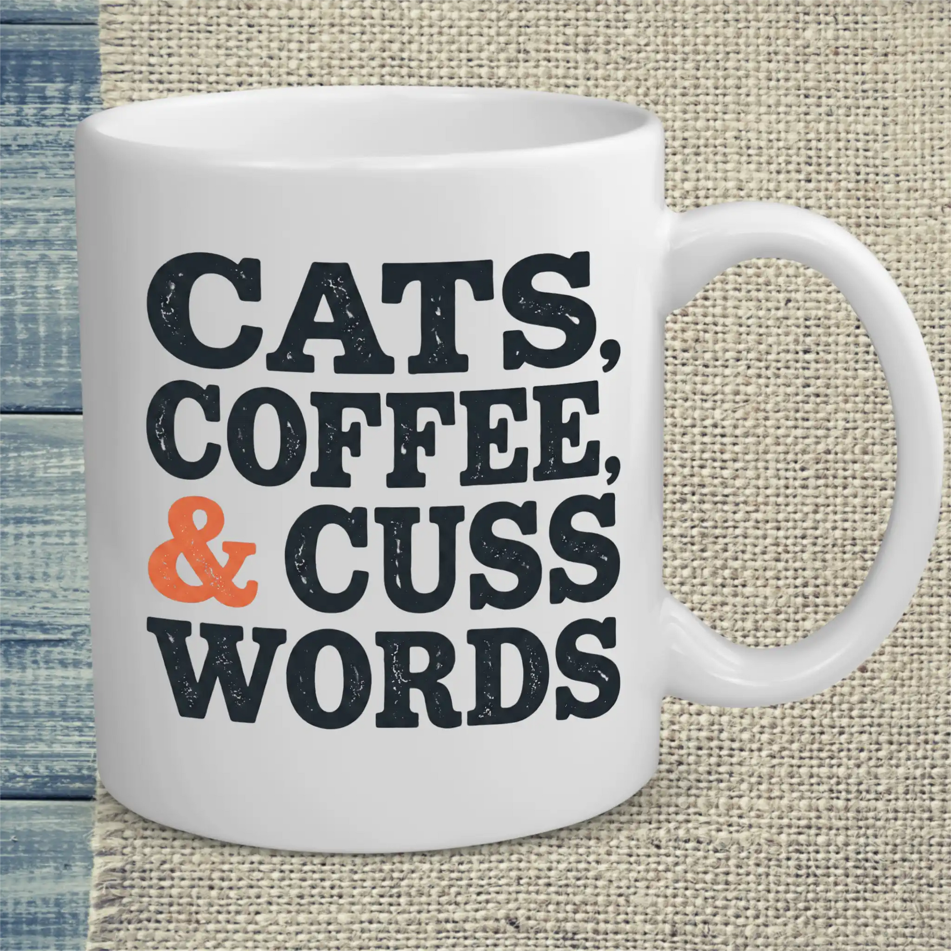 Tasse 325ml - Cats, Coffee, and Cuss Words - Katze