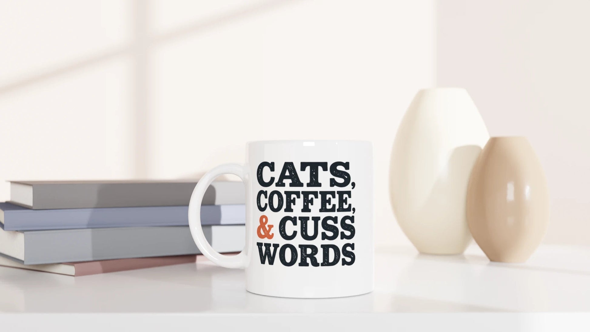 Tasse 325ml - Cats, Coffee, and Cuss Words - Katze