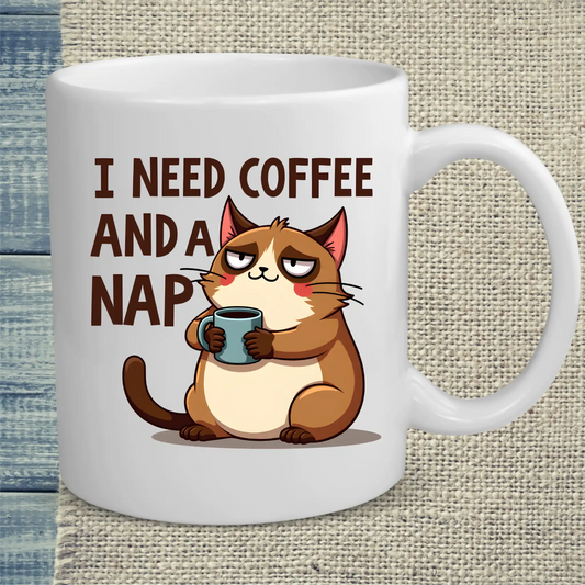 Tasse 325ml - Coffee and a nap - Katze & Kaffee