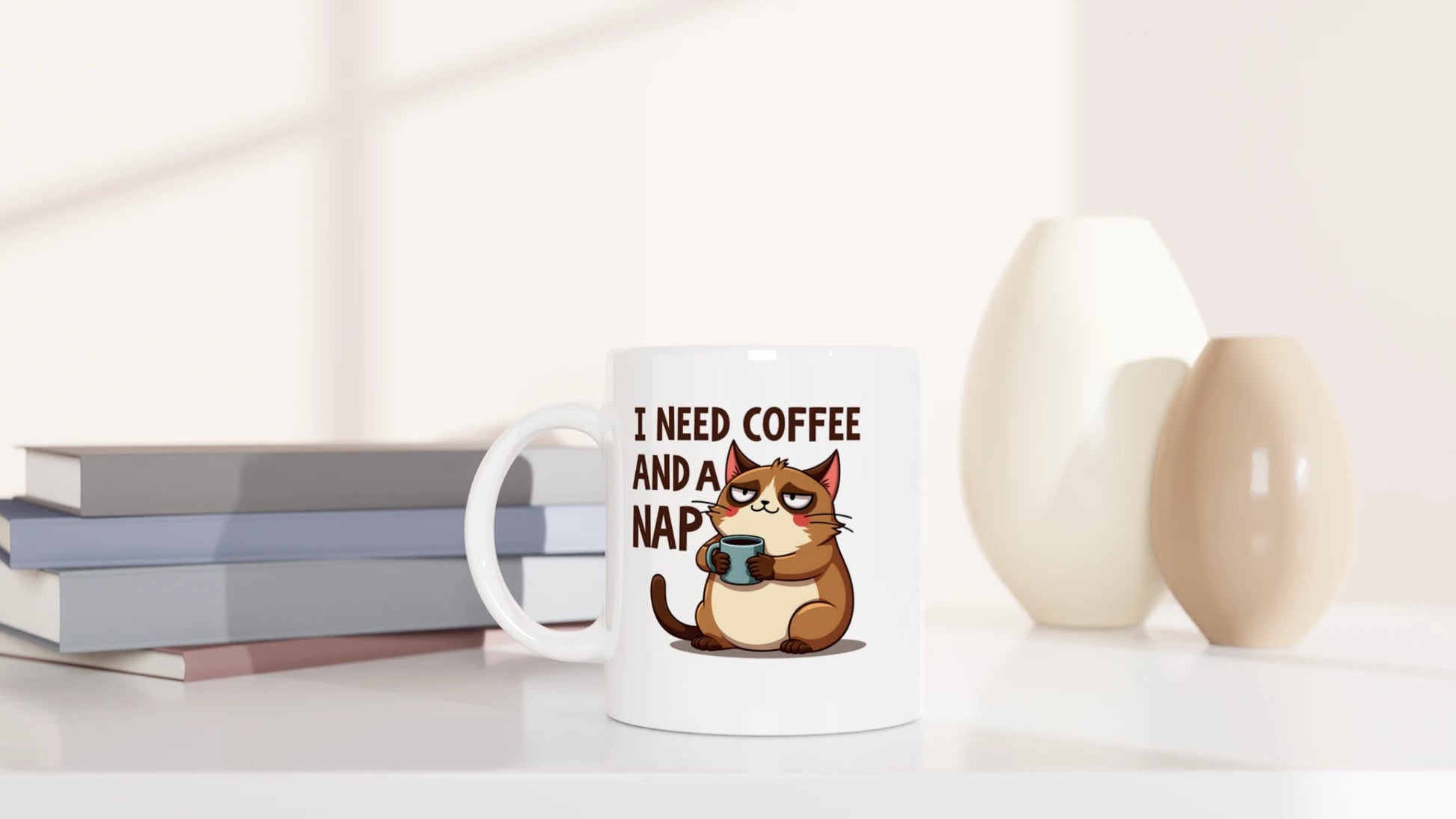 Tasse 325ml - Coffee and a nap - Katze & Kaffee