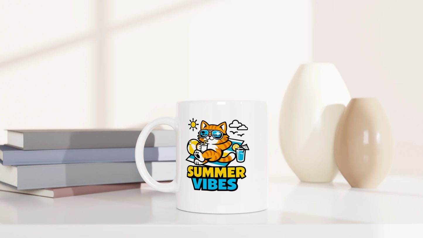 Tasse 325ml - Cool Summer Vibes - Katze, Sommer