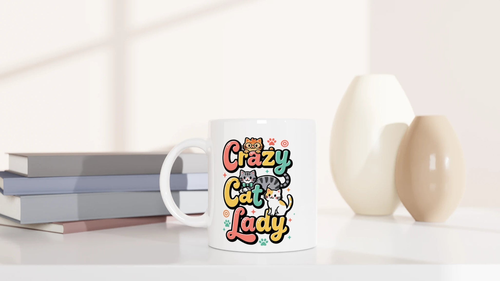 Tasse 325ml - Crazy Cat Lady - farbenfroh - Katze, Cat Lady