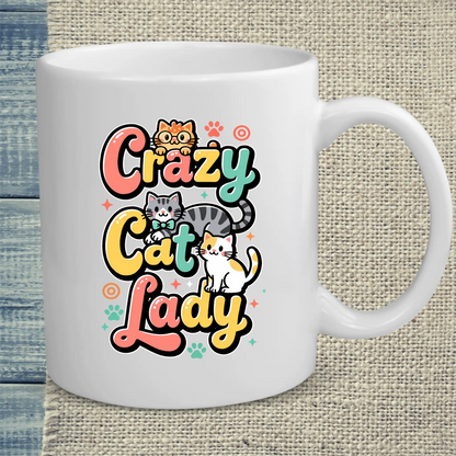 Tasse 325ml - Crazy Cat Lady - farbenfroh - Katze, Cat Lady