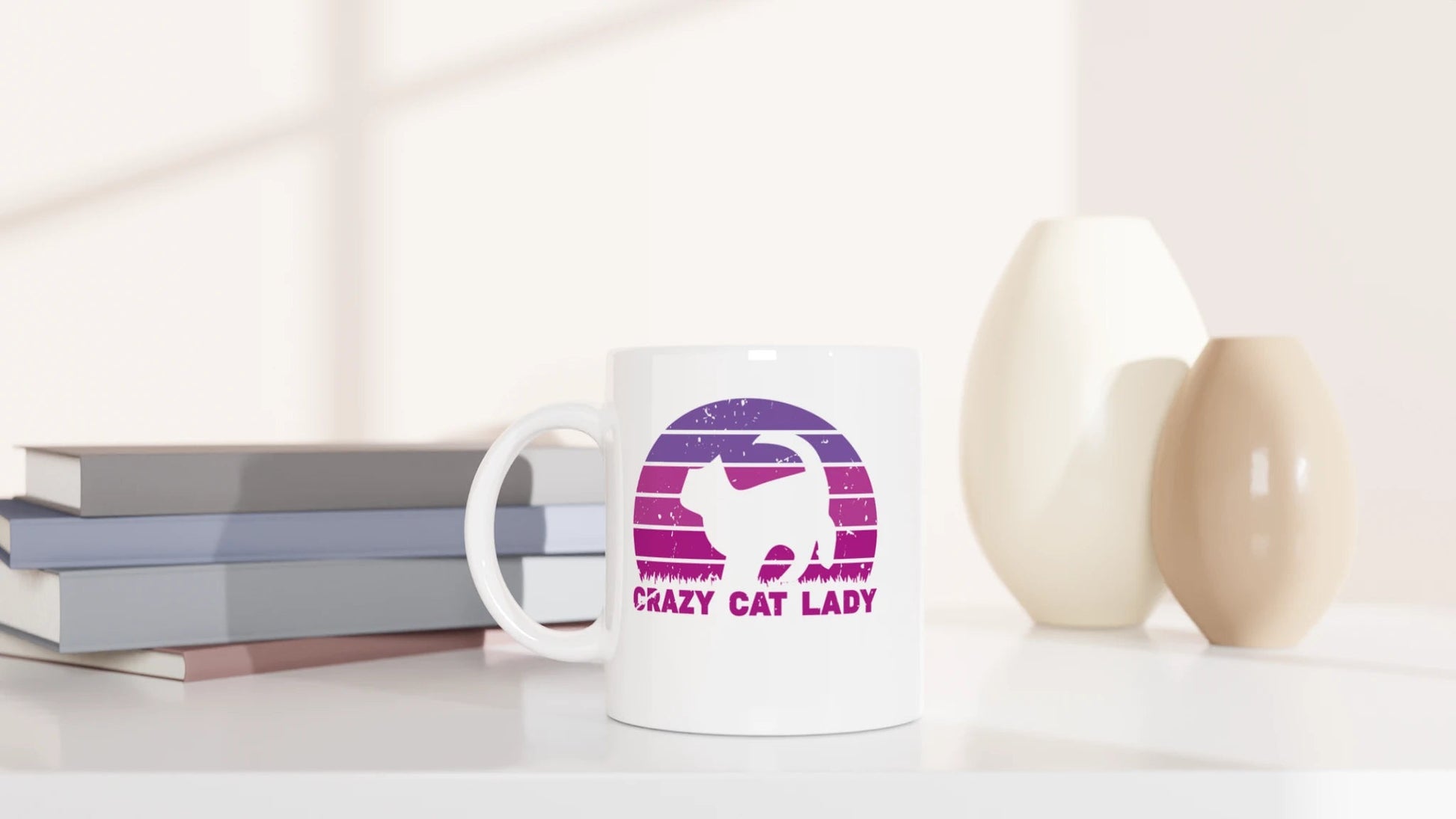 Tasse 325ml - CRAZY CAT LADY - Retro - Kaffee, Cat Lady