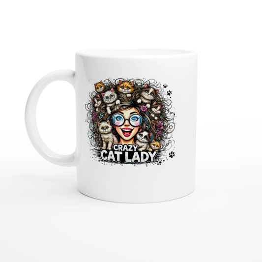 Tasse 325ml - Crazy Cat Laydy - bunt - Kaffee, Cat Lady