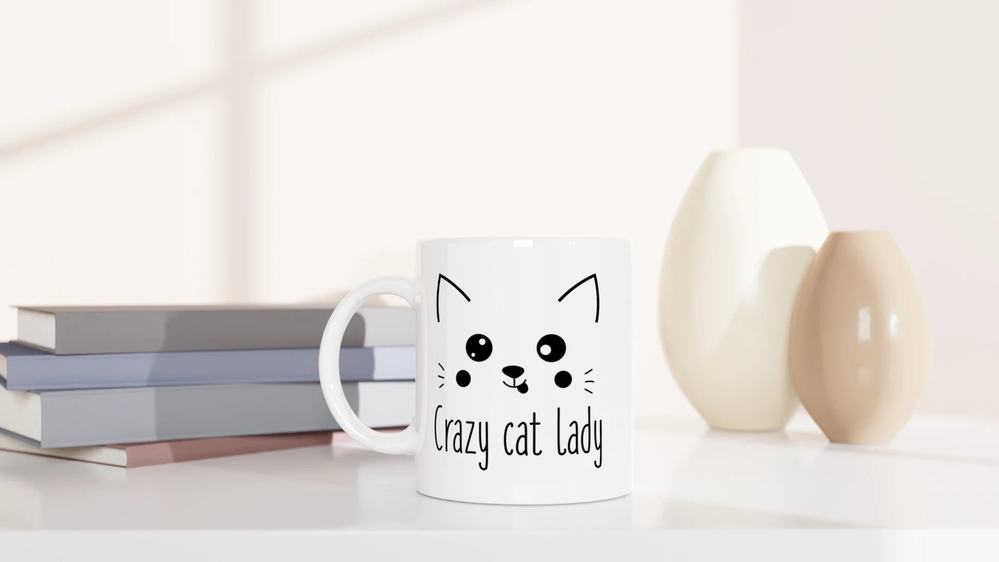 Tasse 325ml - Cute Crazy Cat Lady - Kaffee, Cat Lady, Black Edition