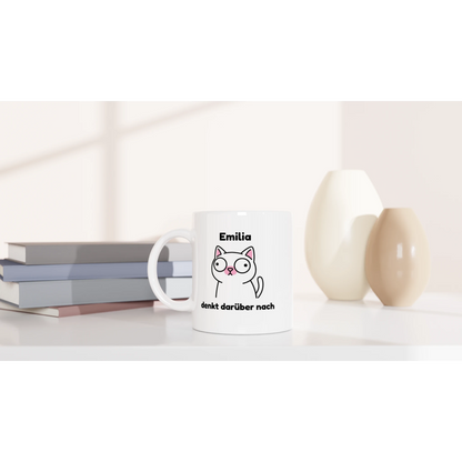 Tasse 325ml - denkt darüber nach - Katze, Personalisiert