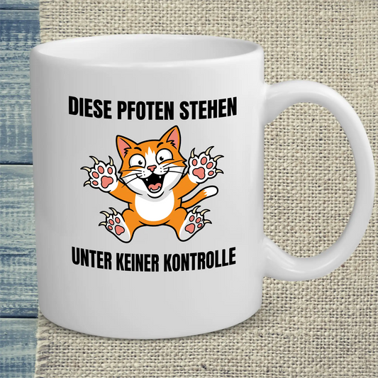 Tasse 325ml - Diese Pfoten stehen unter keiner Kontrolle - Katze