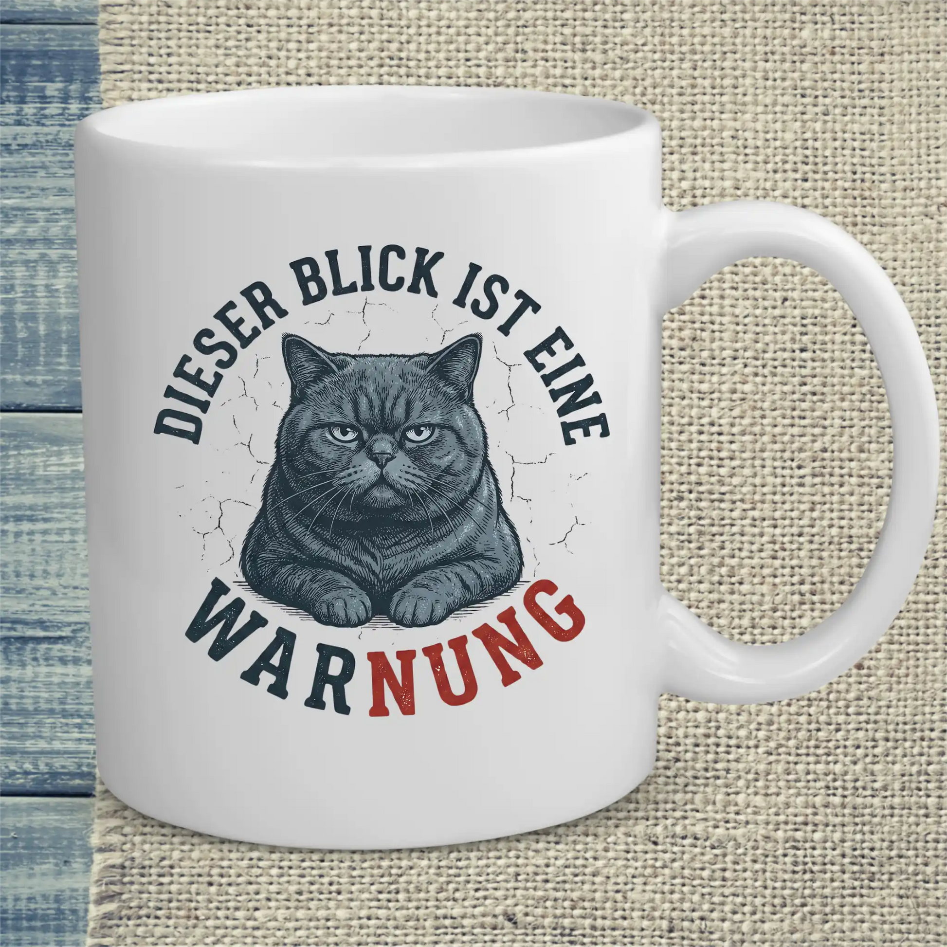 Tasse 325ml - Dieser Blick ist eine Warnung - Katze