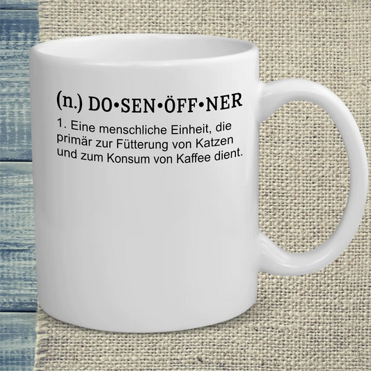 Tasse 325ml - Dosenöffner - Katze & Kaffee